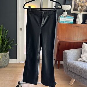 Zara Black Faux Leather Ankle Crop Pants